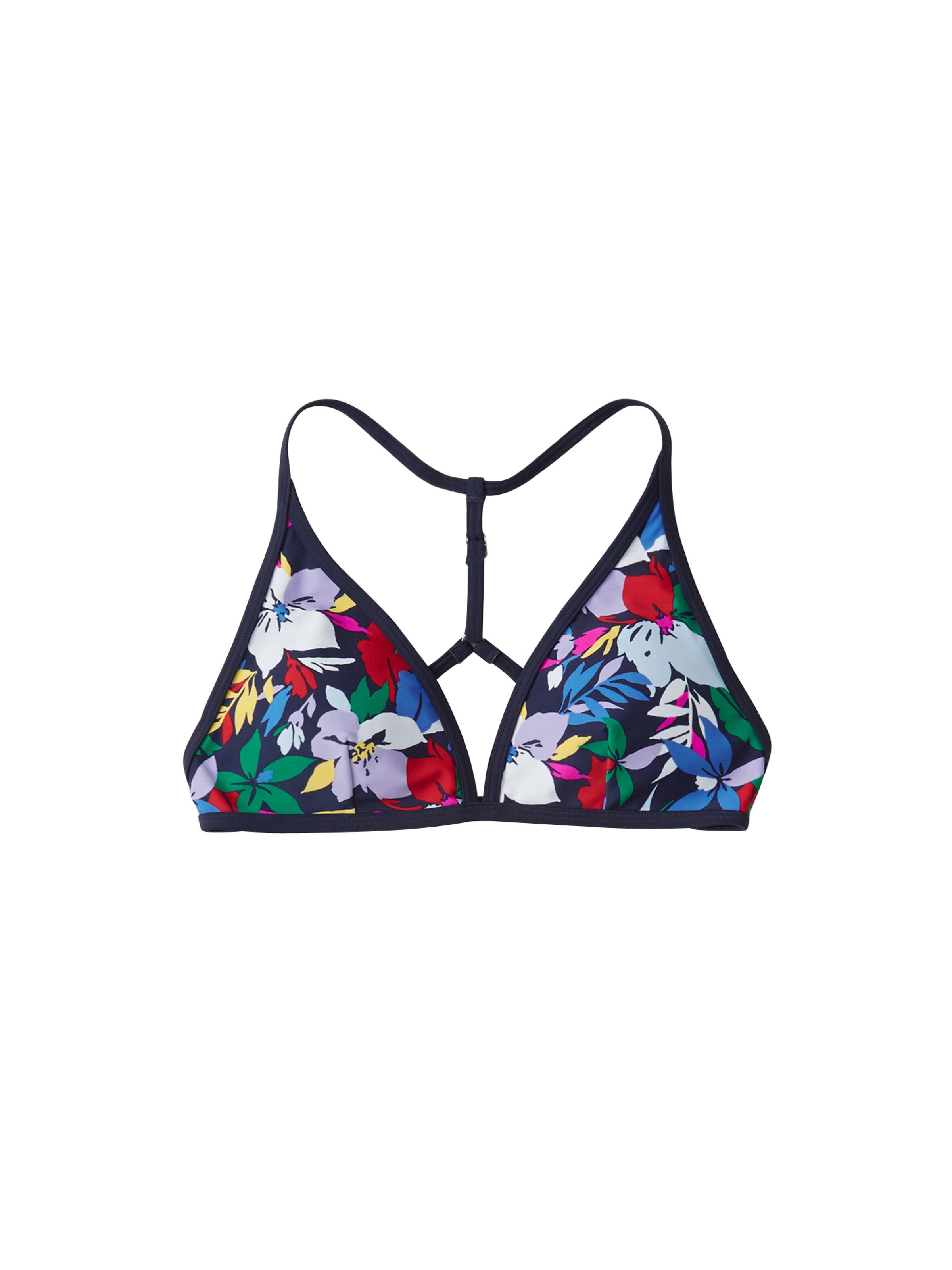 Abercrombie & Fitch - Bikinitop 'SB19-FLORAL HIGH APEX TRIANGLE' in de kleur Navy