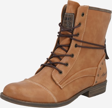 MUSTANG Lace-Up Ankle Boots in Brown: front