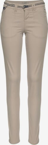 KangaROOS Slimfit Chinohose mit Bindeband in Beige: predná strana