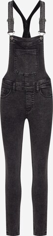 Urban Classics Slimfit Tuinbroek jeans 'Dungaree' in Zwart: voorkant