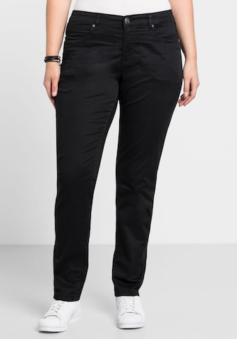 SHEEGO Slimfit Broek in Zwart: voorkant