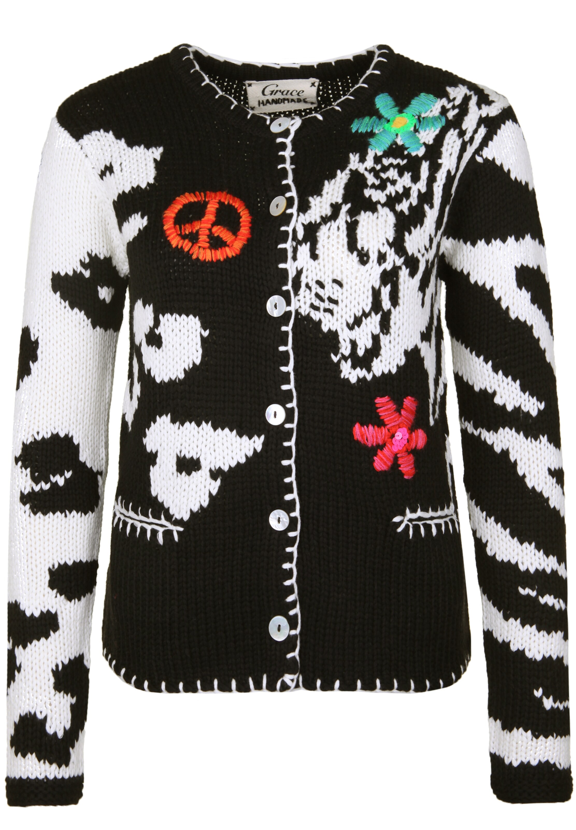 Grace - Gebreid vest 'TIGER AND FLOWERS' in de kleur Mintgroen