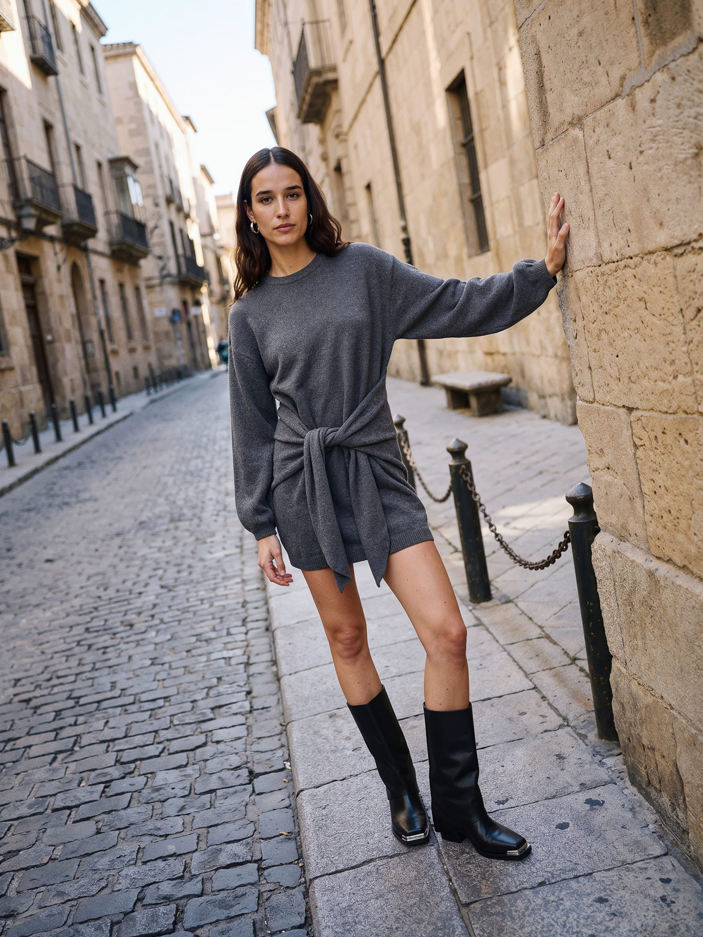 The AY Style Collective - Trendy Grey Knit Dress