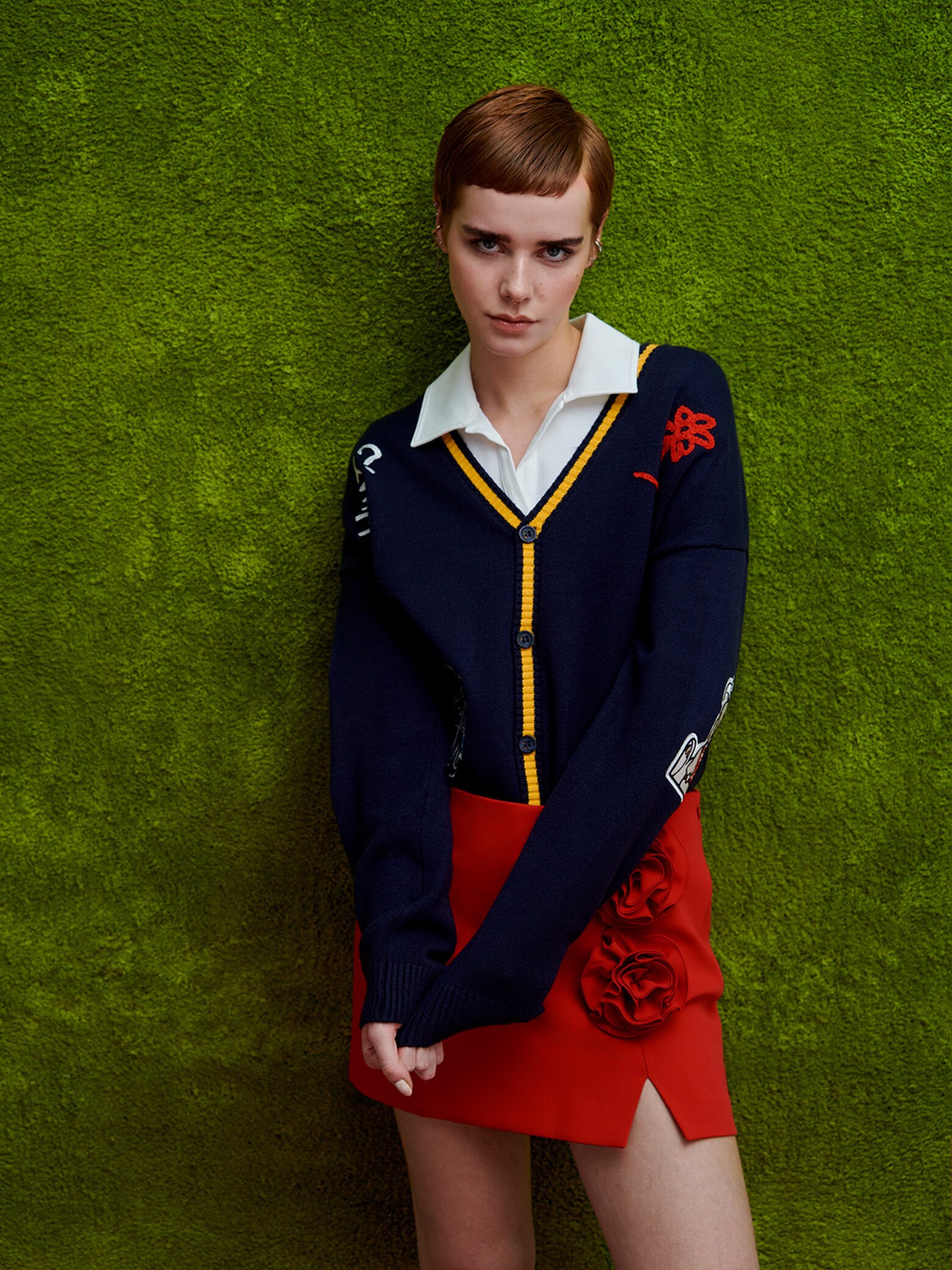 Emma - Red Blue Patches College Look
