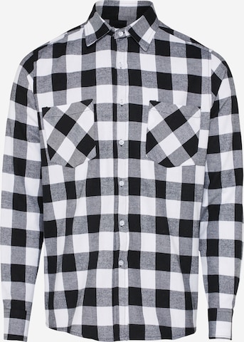 Urban Classics Big & Tall Button Up Shirt in Black: front