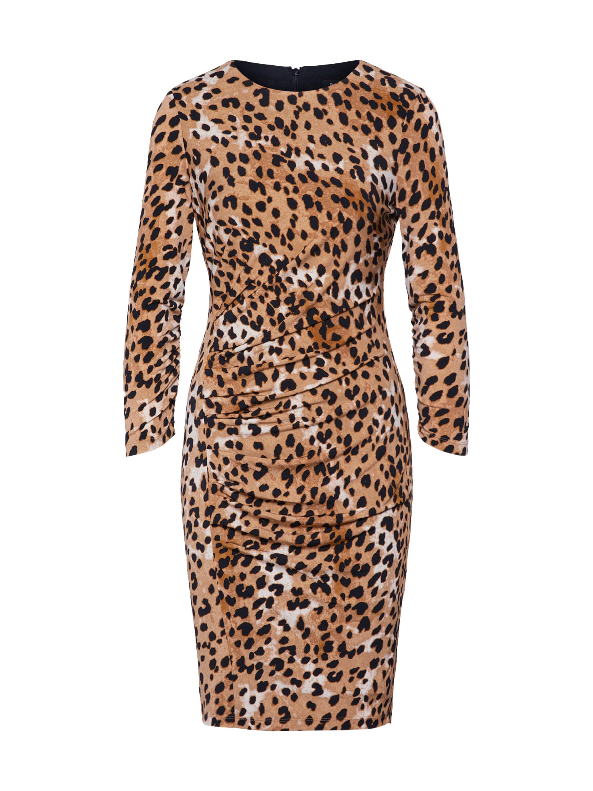 DKNY - Jurk 'L/S Side Ruche Sheath' in de kleur Beige