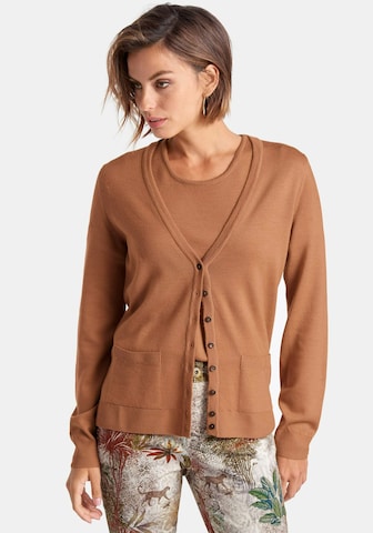 Peter Hahn Knit Cardigan in Brown: front