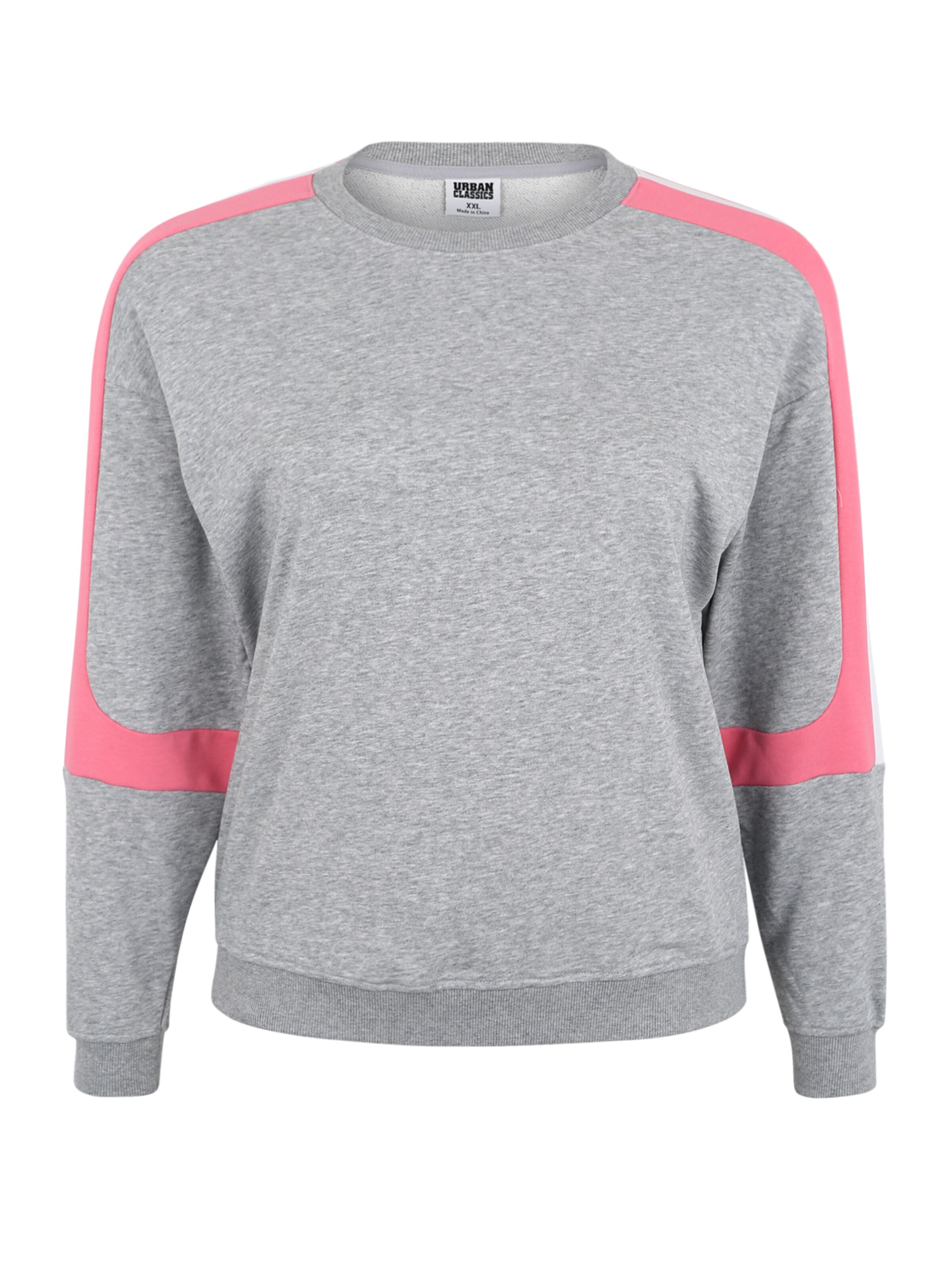 Urban Classics Curvy - Sweatshirt 'Ladies Panel Terry Crewneck' in de kleur Grijs