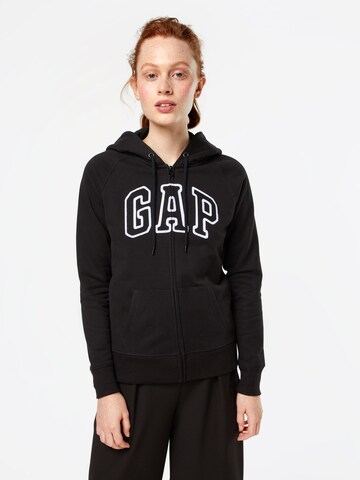 GAP - Sudadera con cremallera en negro: frente