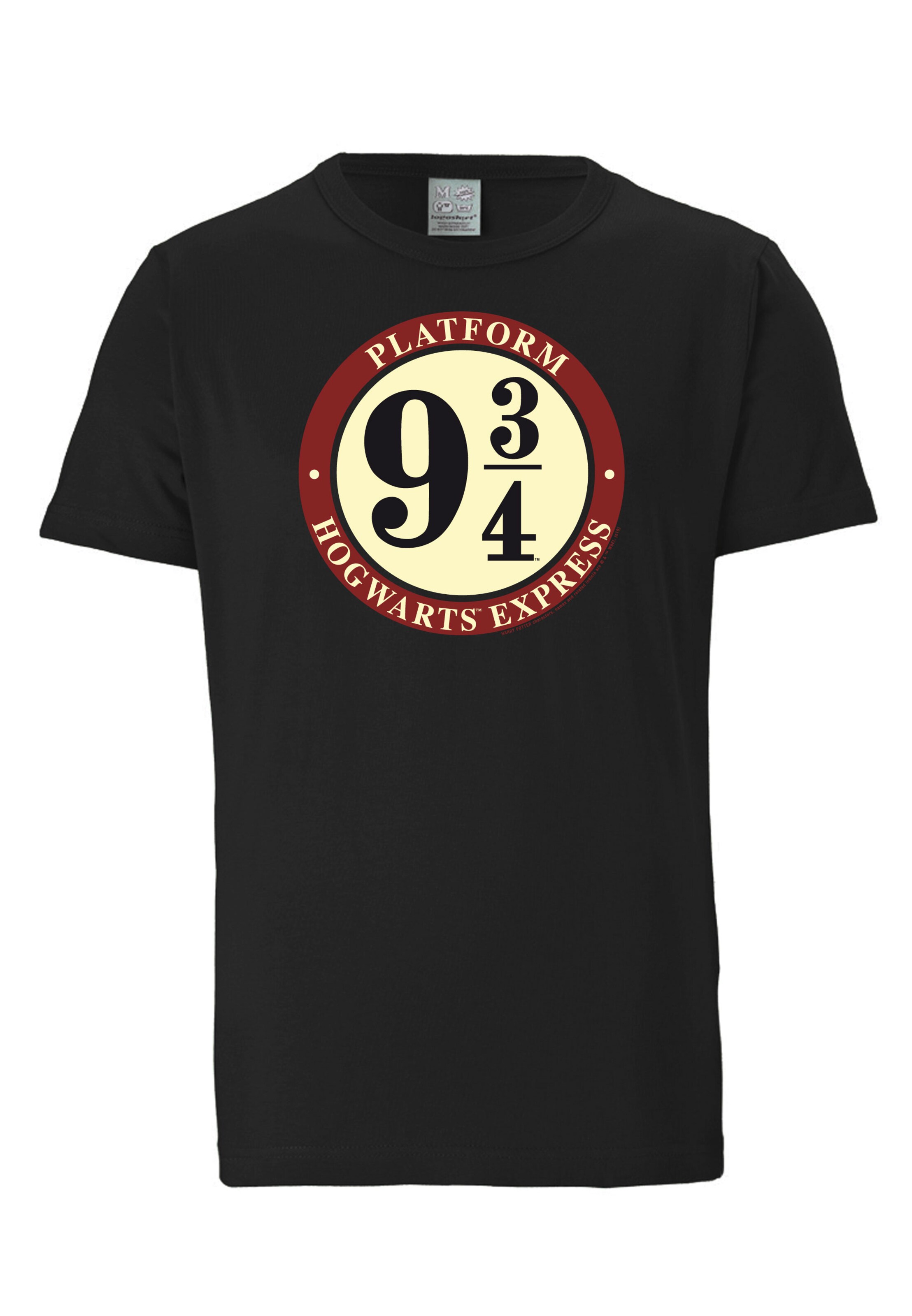 LOGOSHIRT Shirt 'Harry Potter Hogwarts Express Gleis 9 3/4' in Black: front