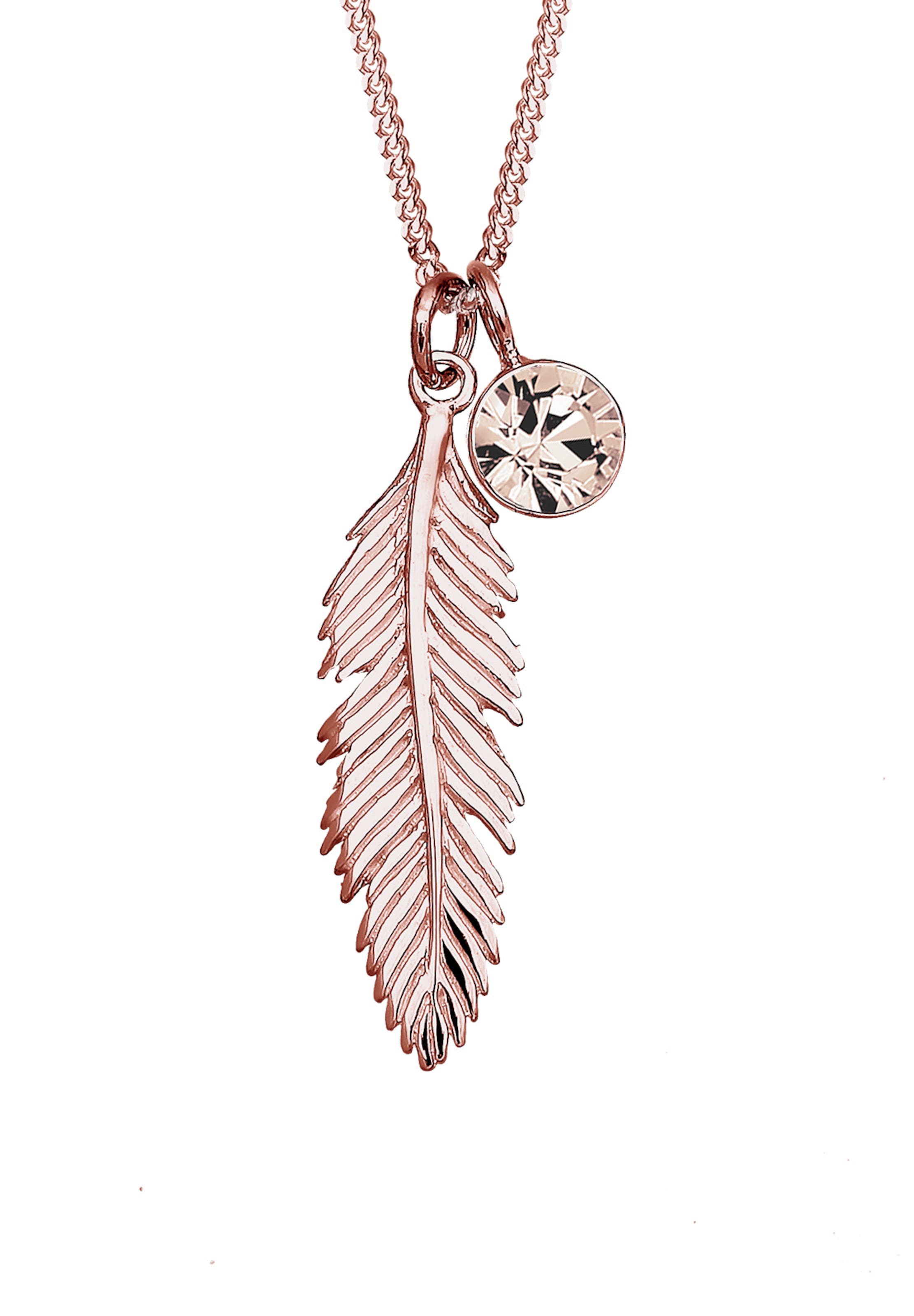 ELLI Retiazka 'Boho, Feder, Solitär' - Zlatá: predná strana