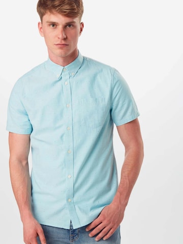 BURTON MENSWEAR LONDON Přiléhavý střih Košile 'Palm Oxford' – modrá: přední strana