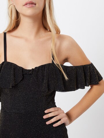 Boohoo Φόρεμα κοκτέιλ 'Glitter Ruffle ' σε μαύρο