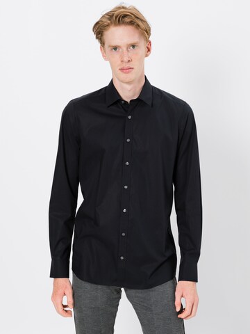 OLYMP Слим Деловая рубашка 'Level 5' в Черный: спереди
