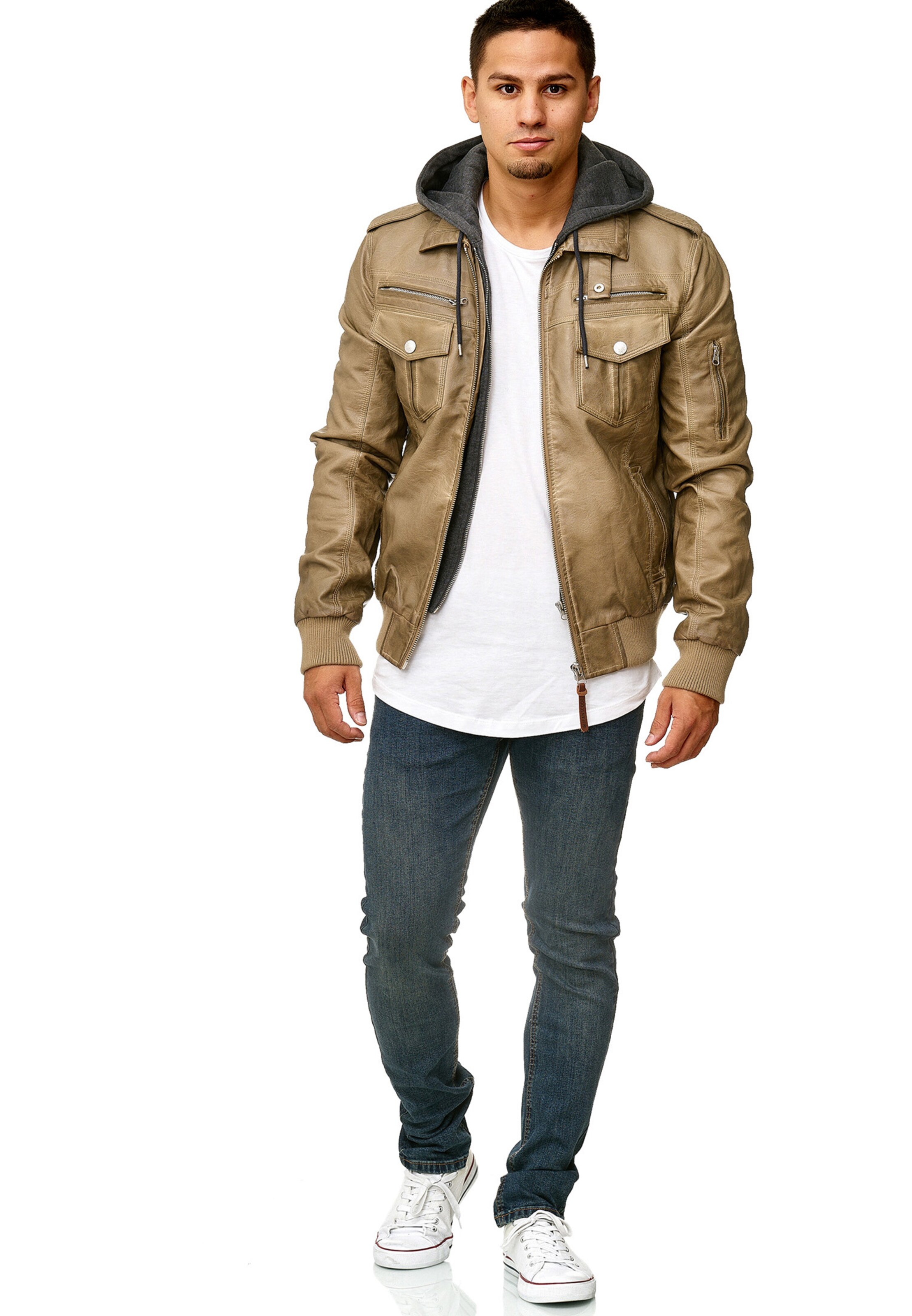 INDICODE JEANS Between-season jacket 'Aaron' in Beige
