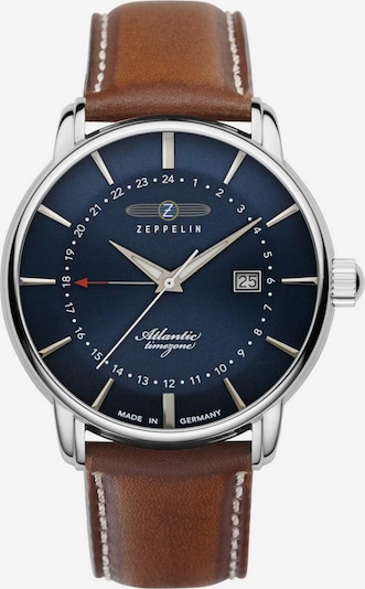 Zeppelin Analoog horloge 'Atlantic' in de kleur Donkerblauw / Bruin / Zilver, Productweergave