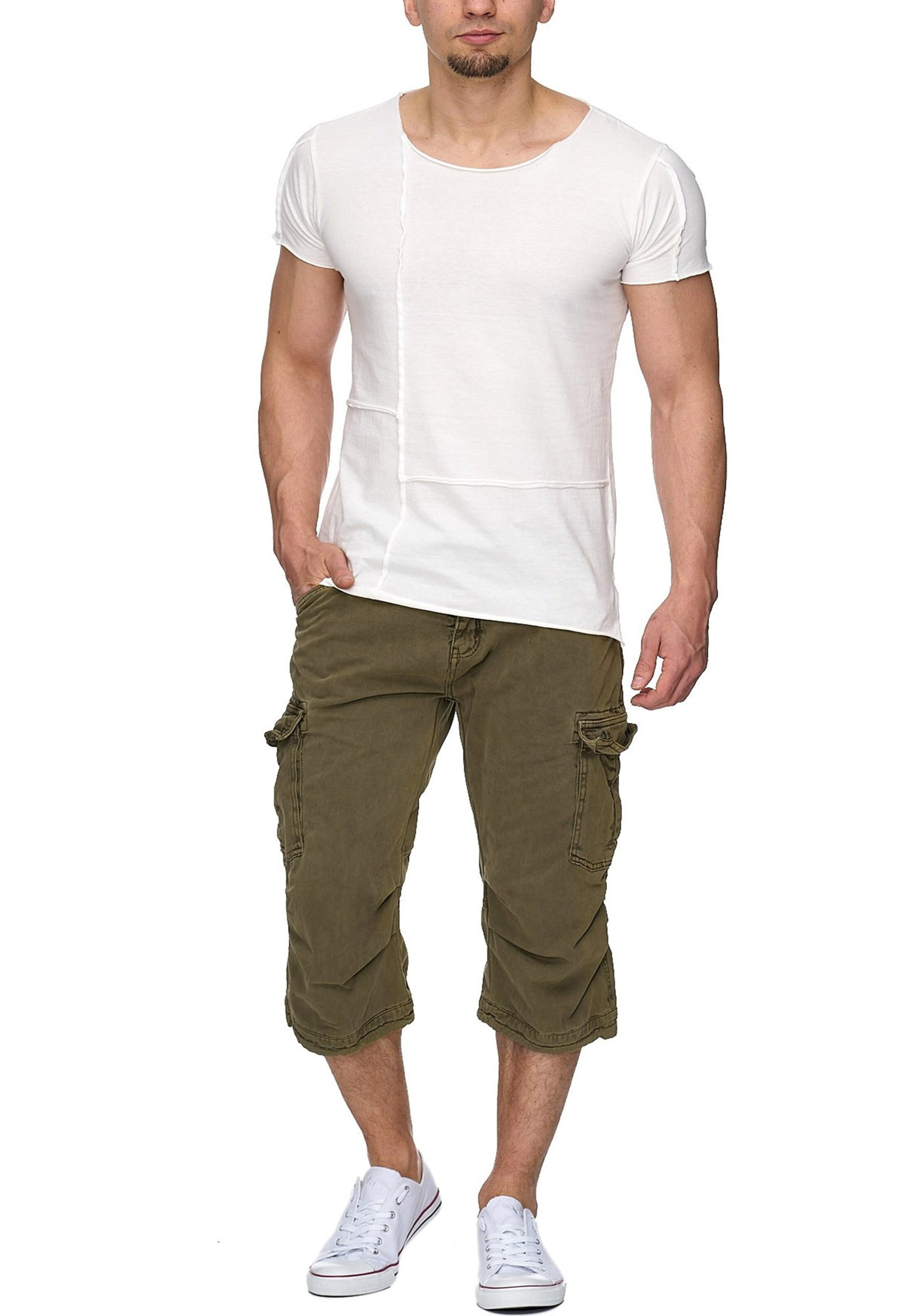 INDICODE JEANS Regular Cargo Pants 'Nicolas Check' in Green