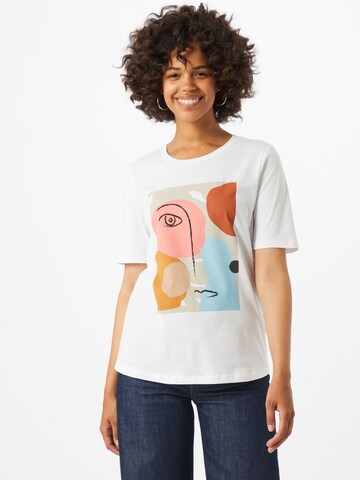 SELECTED FEMME Tričko 'Abstract Face' – bílá: přední strana