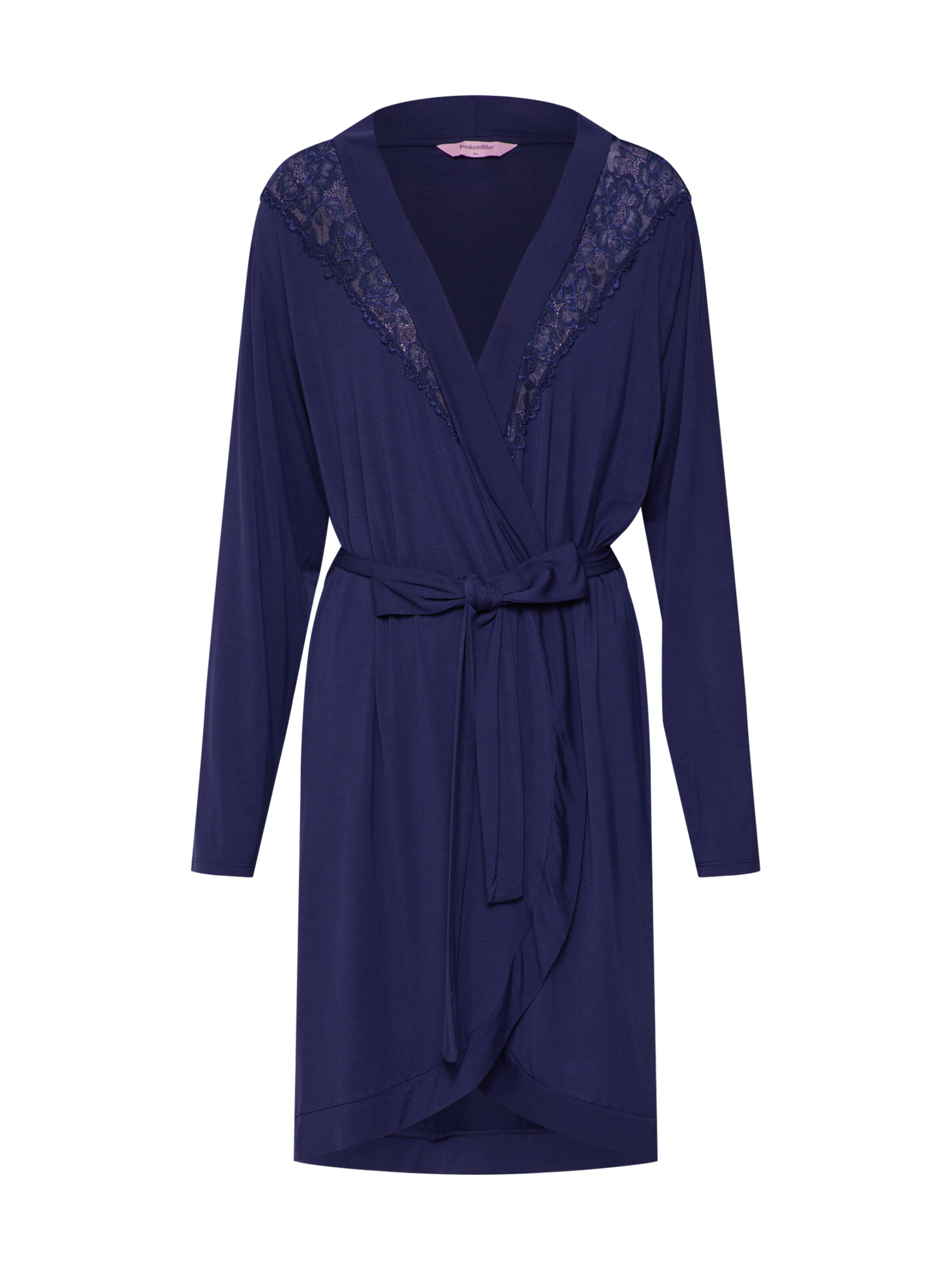 Hunkemöller - Ochtendjas 'Robe Modal Lace' in de kleur Donkerblauw