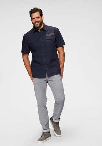 Man's World Comfort fit Button Up Shirt in Blue