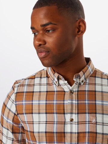 BURTON MENSWEAR LONDON Slim fit Button Up Shirt 'GINGER' in Brown