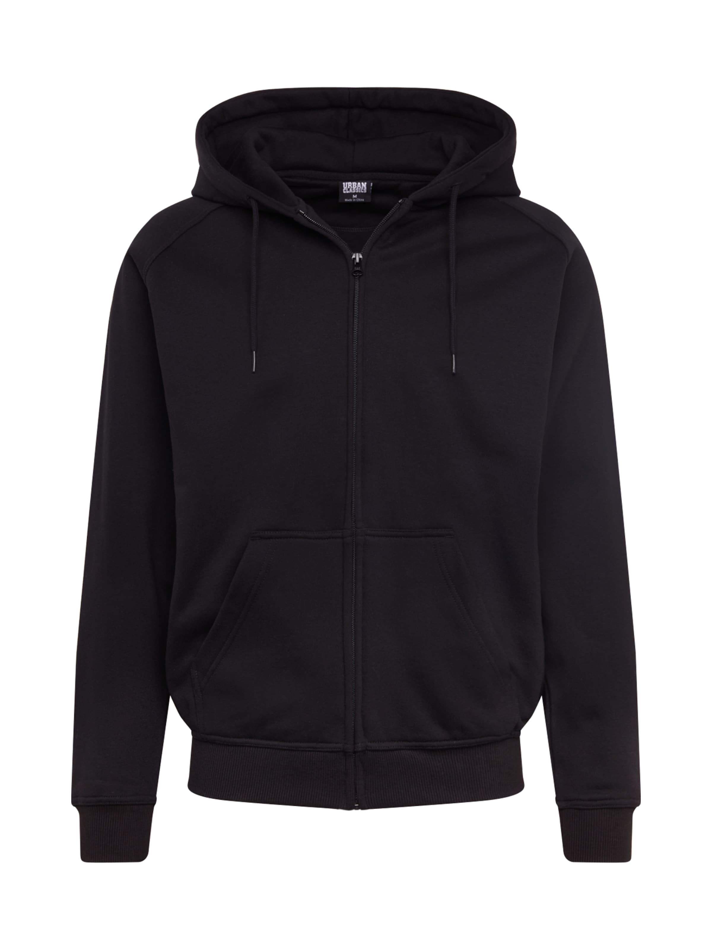 Urban Classics Zip-Up Hoodie in Black: front