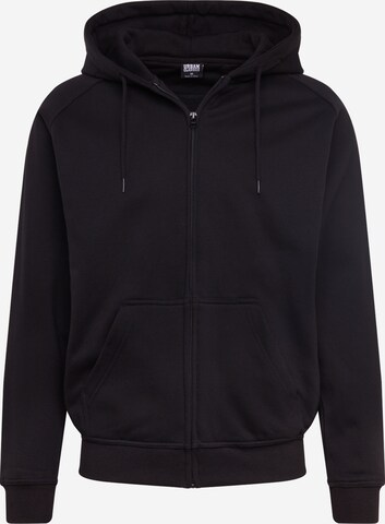 Urban Classics Zip-Up Hoodie in Black: front