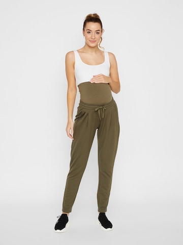 MAMALICIOUS Loose fit Pleat-Front Pants 'Lif' in Green: front