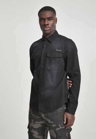 Brandit Regular fit Button Up Shirt 'Hardee' in Black: front