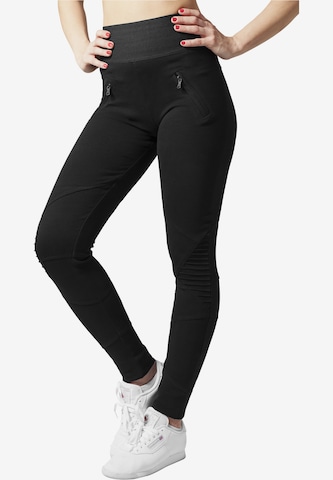 Urban Classics Skinny Leggings in Black: front