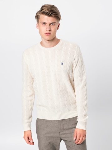 Polo Ralph Lauren Regular Fit Neulepaita 'LS CABLE CN-LONG SLEEVE-SWEATER' värissä beige: edessä