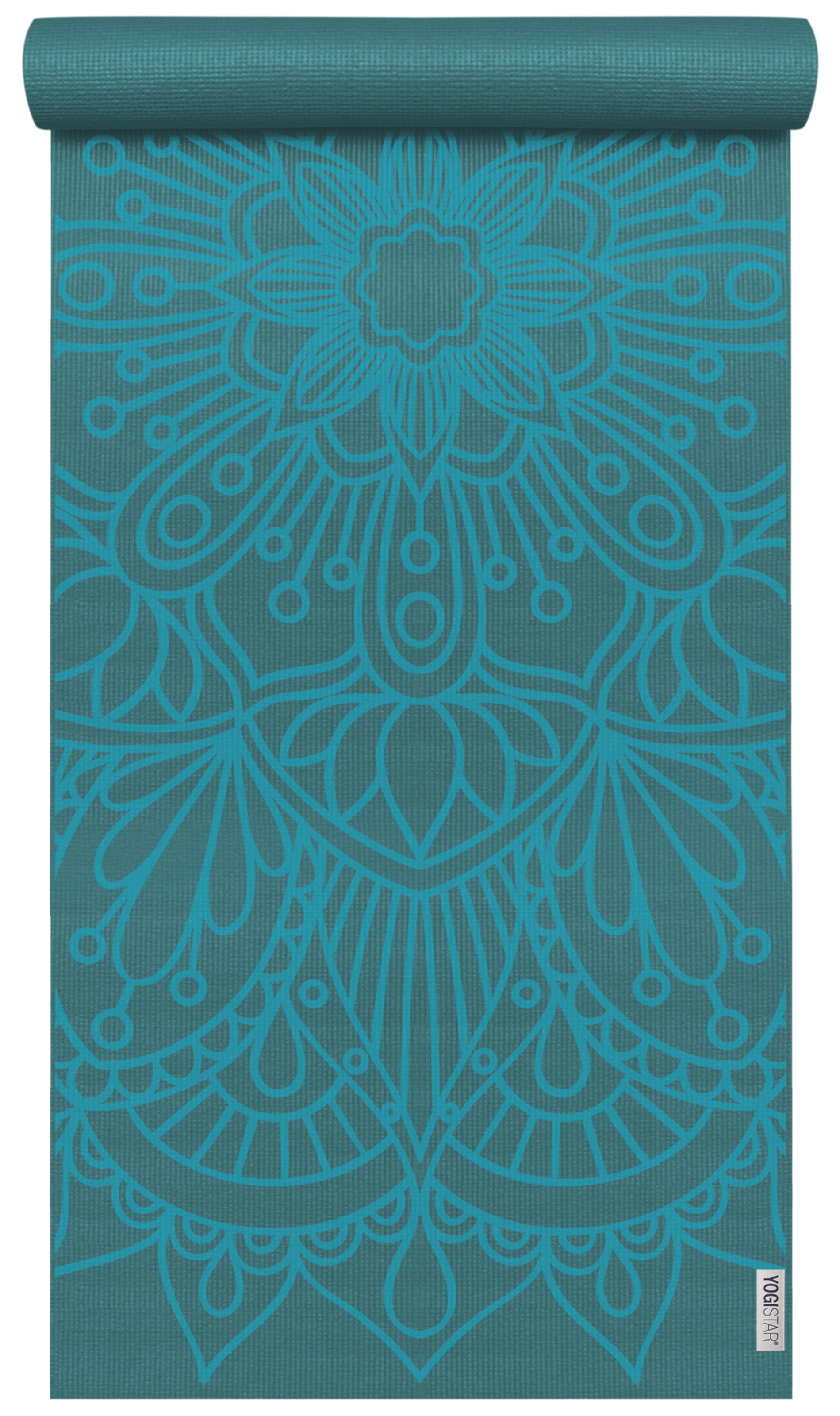 YOGISTAR.COM Matte in Blau: Vorderseite