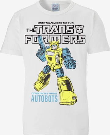 LOGOSHIRT T-Shirt "Transformers" in Weiß: predná strana