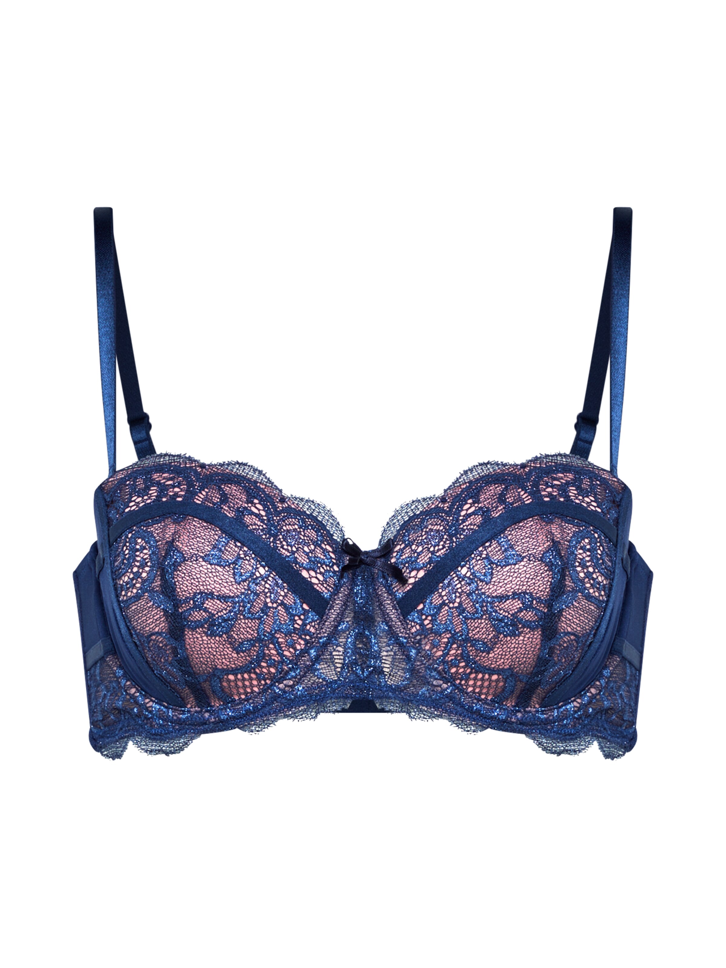 Hunkemöller - BH 'Ella padded balcony' in de kleur Donkerblauw