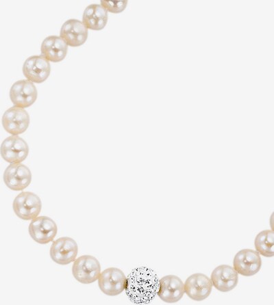FIRETTI Halsschmuck: Collier mit Perlen und funkelnden Zirkonia in silber / perlweiß, Produktansicht