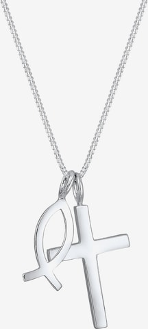 ELLI Necklace 'Fisch und Kreuz' in Silver: front