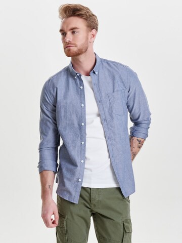 mėlyna Only & Sons Priglundantis modelis Marškiniai 'ALVARO': priekis