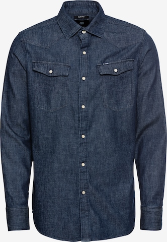 G-Star RAW Slim fit Overhemd in Blauw: voorkant