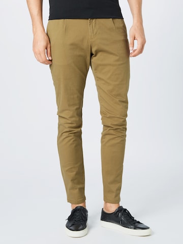 Only & Sons Slim fit Pleat-Front Pants 'Cam' in Beige: front