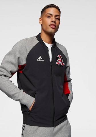 ADIDAS SPORTSWEAR Athletic Zip-Up Hoodie in Black