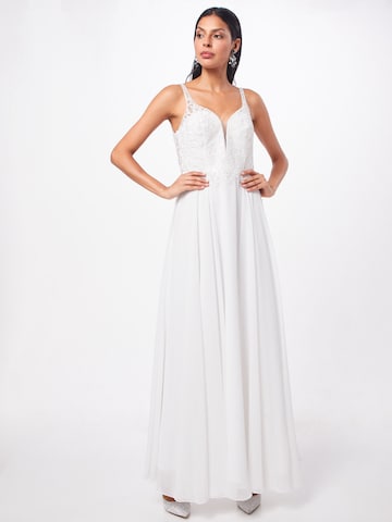 mascara Evening Dress in White: front