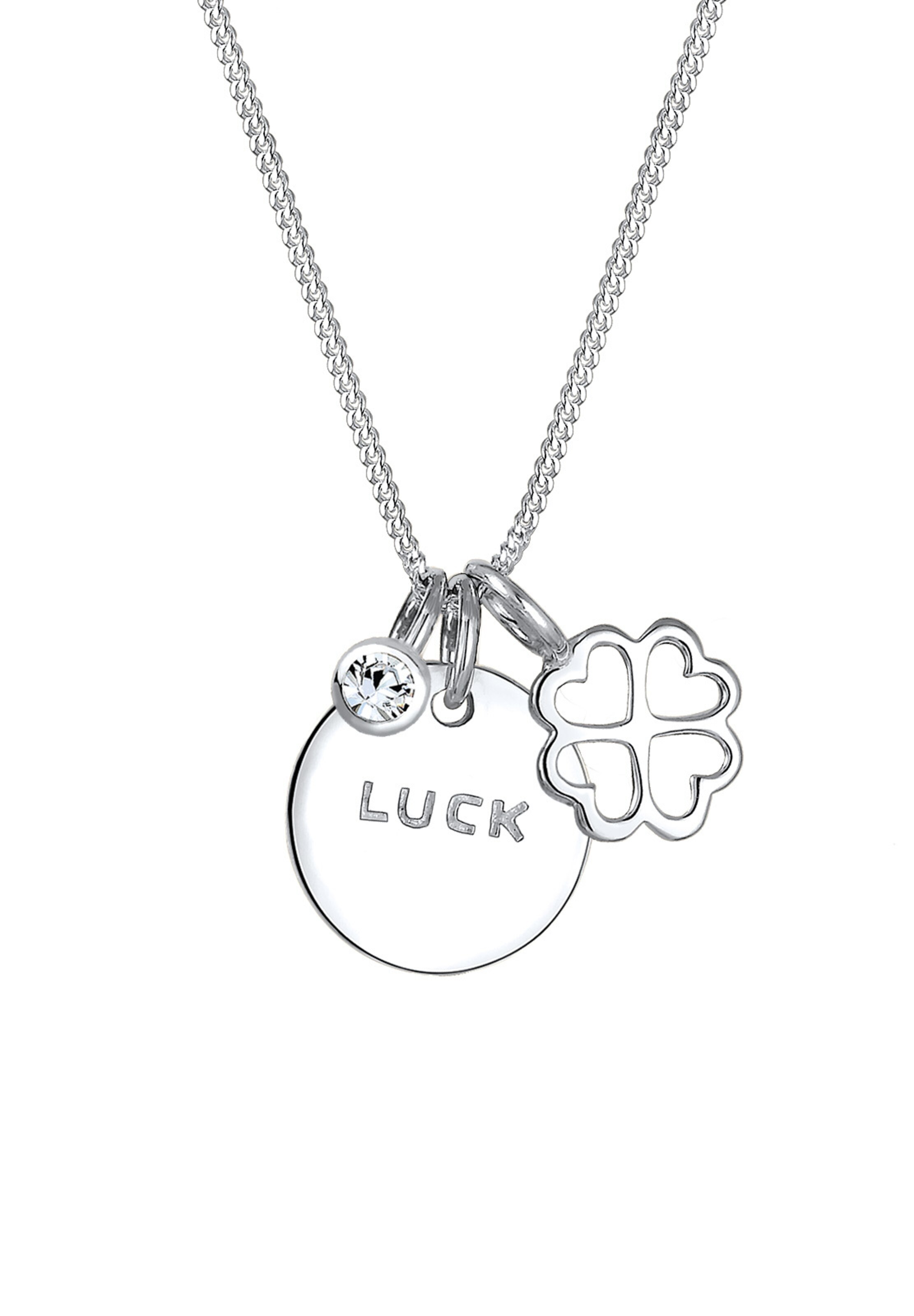 ELLI Necklace 'Kleeblatt & Luck' in Silver: front