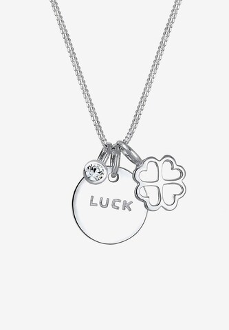 ELLI Ketting 'Kleeblatt & Luck' in Zilver: voorkant