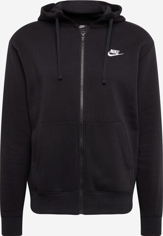 Nike Sportswear Regular fit Ζακέτα φούτερ 'Club Fleece' σε μαύρο: μπροστά