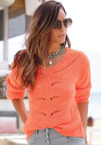 LASCANA Sweater in Orange: front