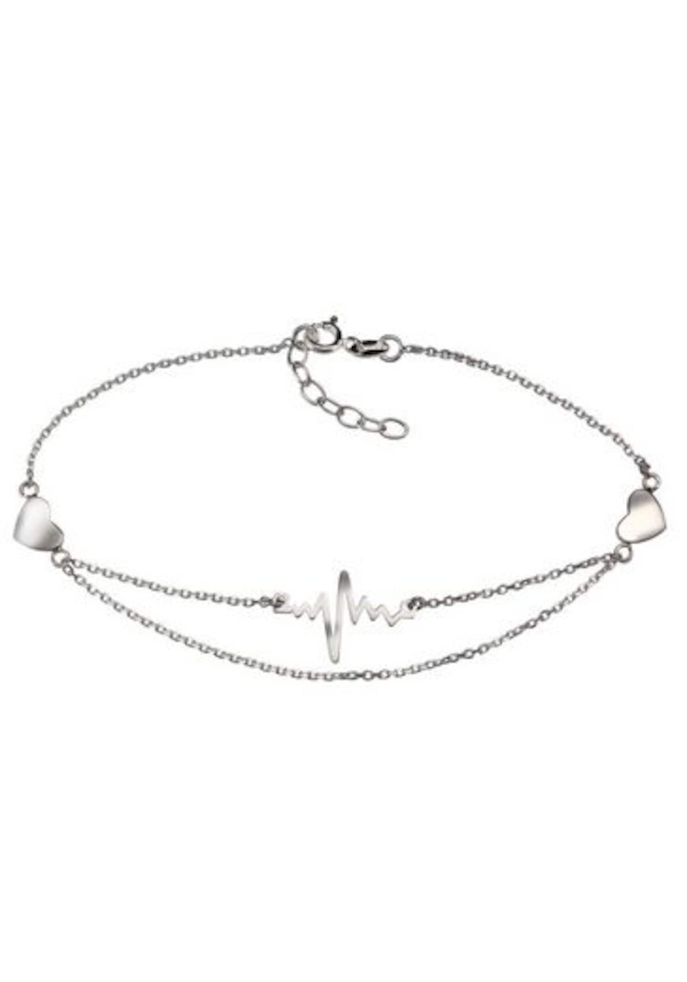 FIRETTI Fußkette 'Herzschlag' in Silber: Vorderseite
