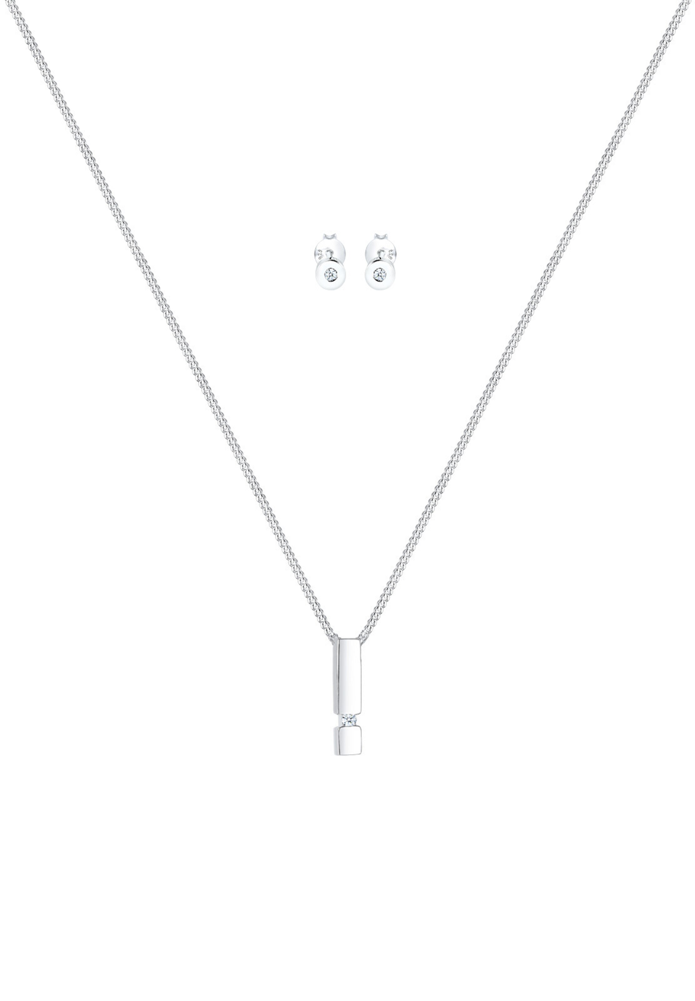 Elli DIAMONDS Sieraden set 'Geo, Rechteck' in Zilver