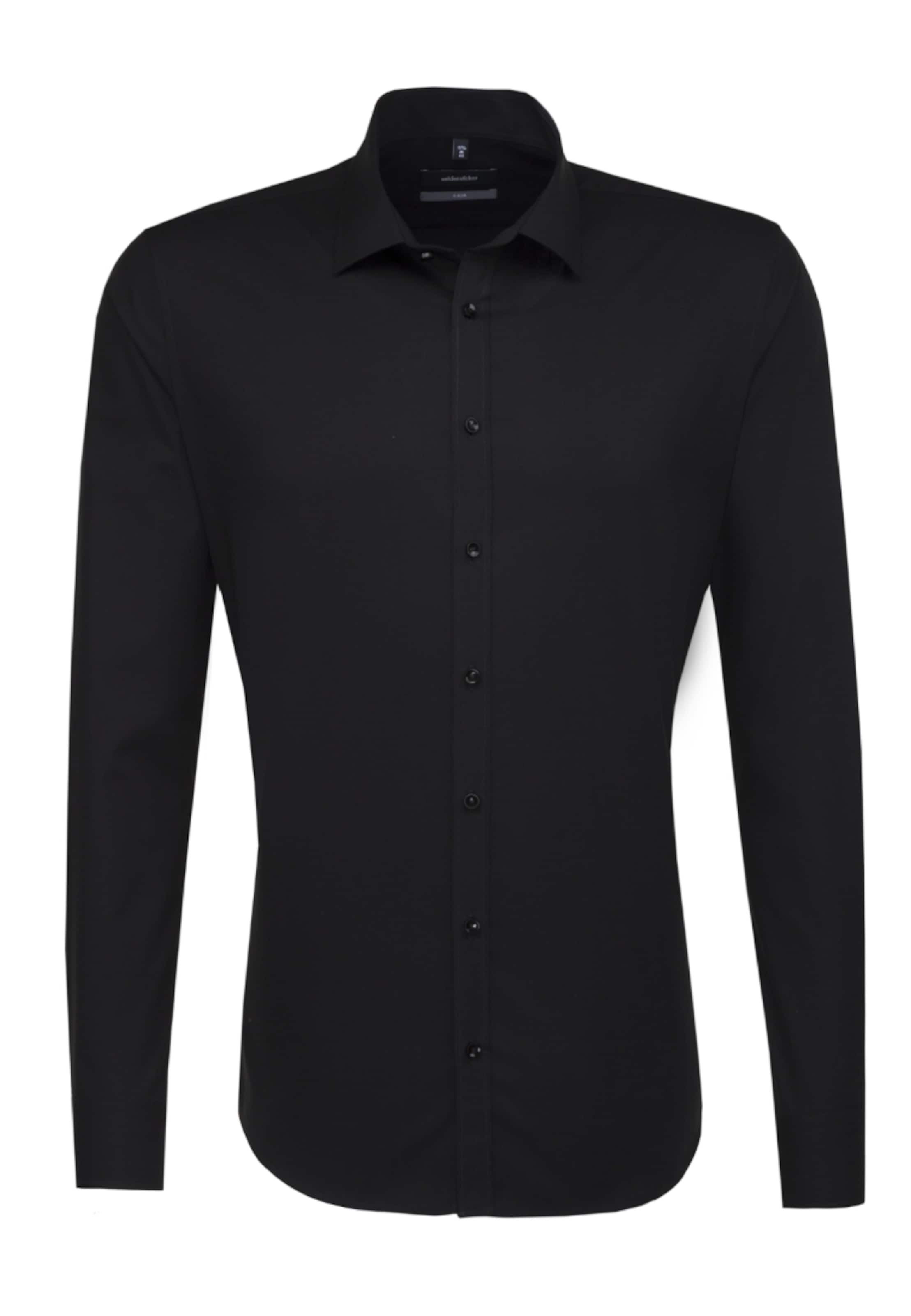SEIDENSTICKER Přiléhavý střih Společenská košile – černá: přední strana