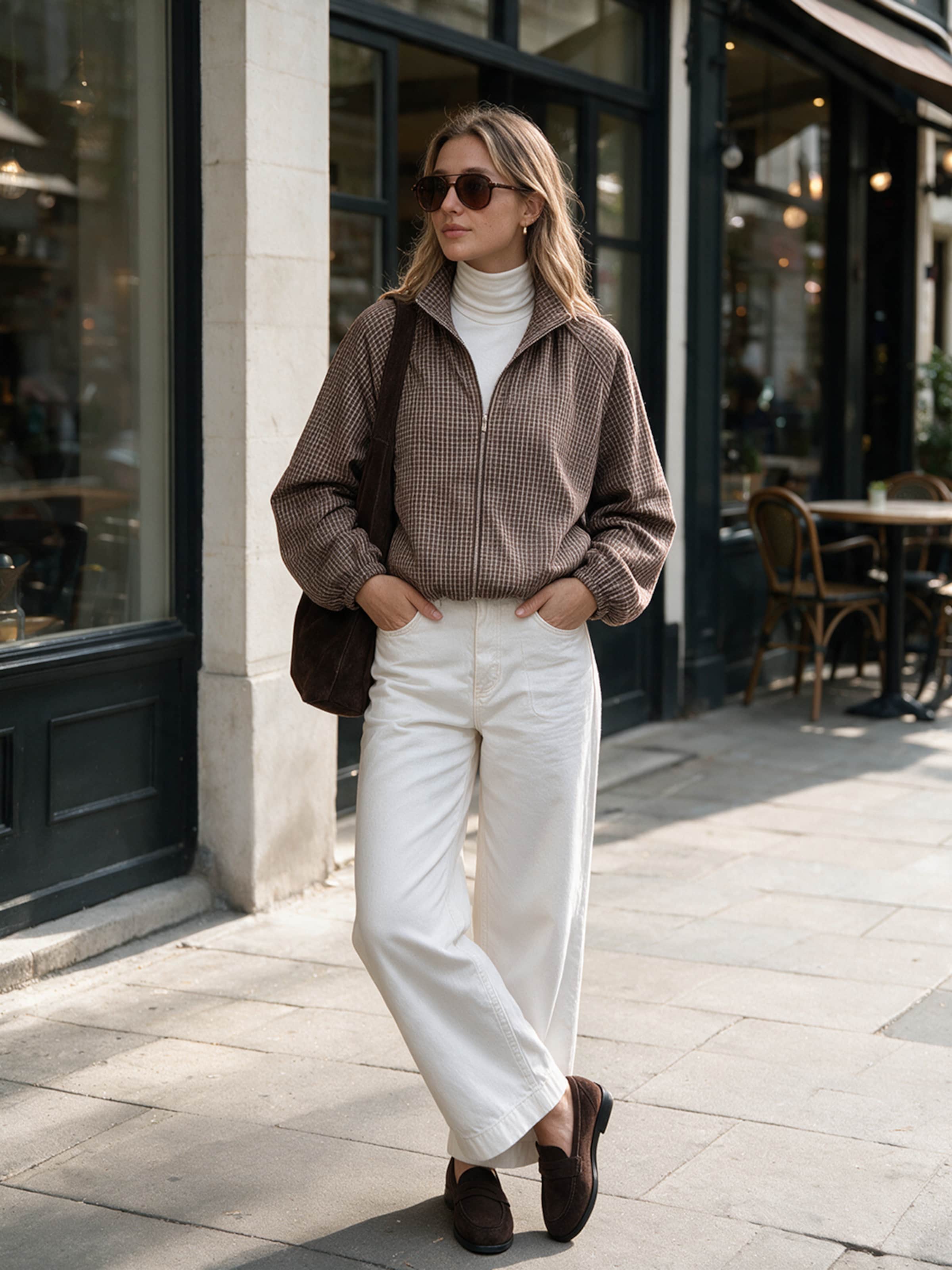 The AY Style Collective - Plaid Jacket White Denim Look