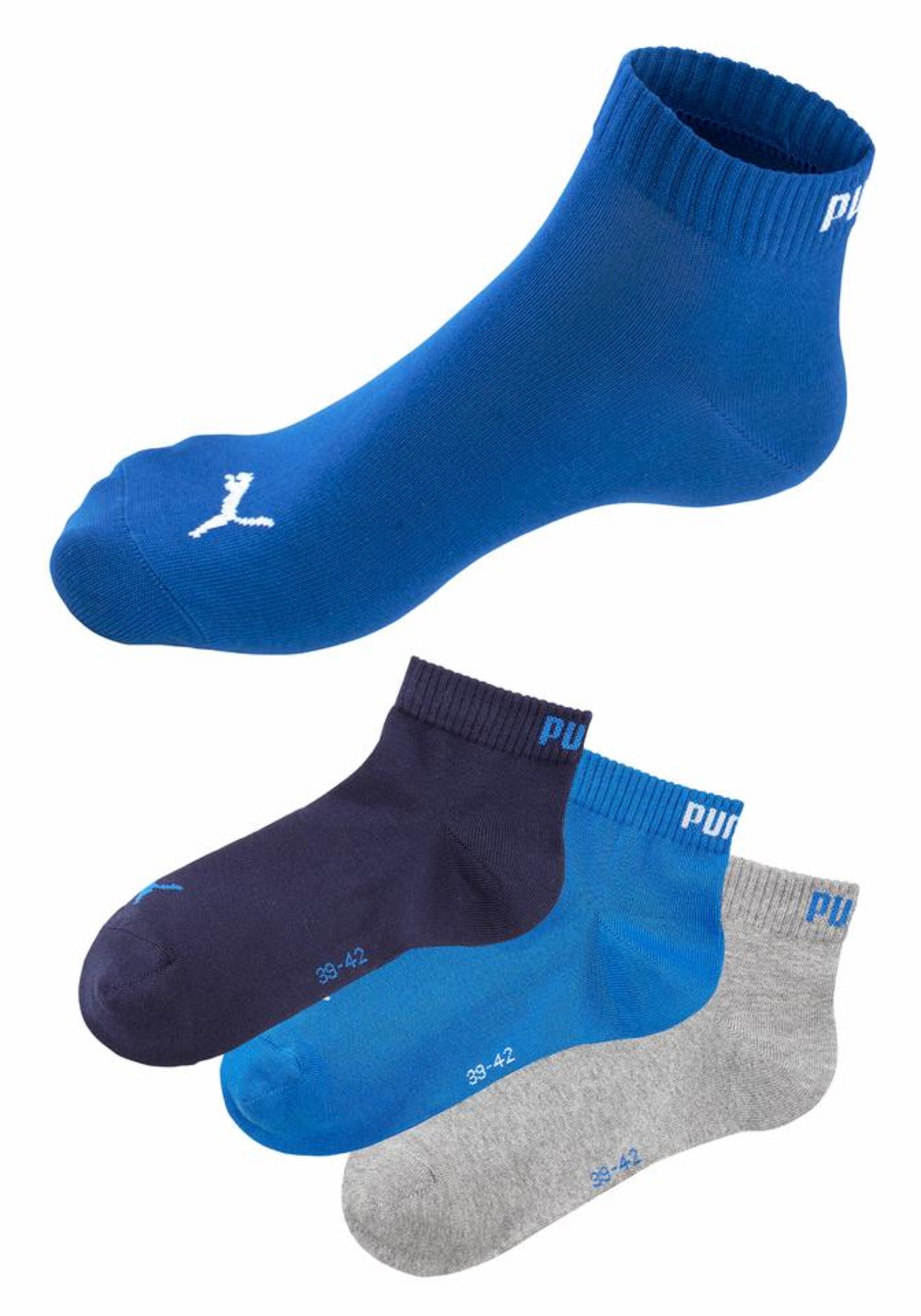 PUMA - Kurzsocken (3 Paar) in blau